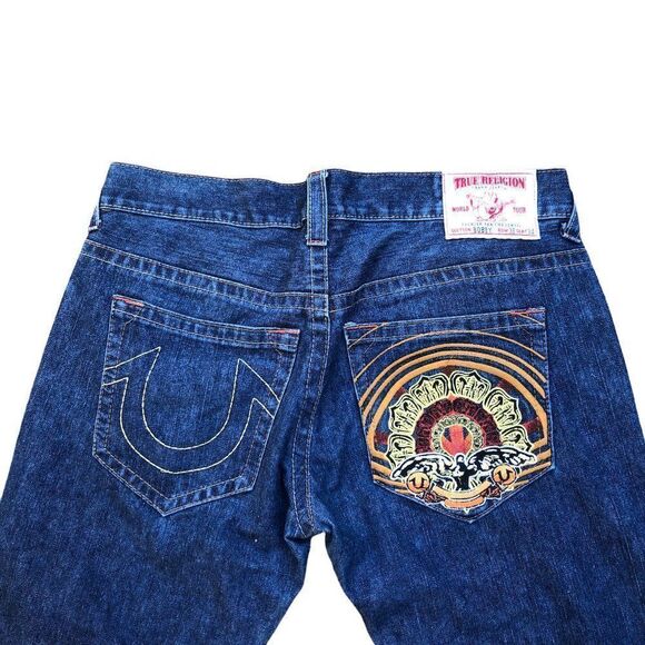 True Religion Embroidered Jeans Shorts Size 38 BOBBY Blue - Picture 3 of 11